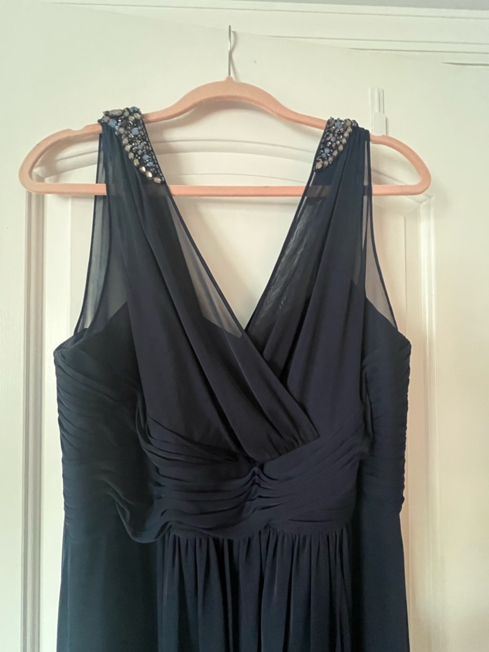 Adrianna Papell navy embellished gown